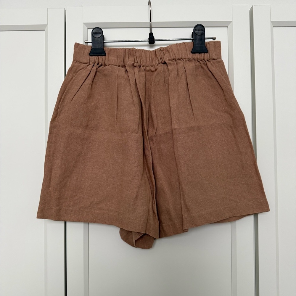 VETTA High Waist Linen Shorts in dusty blush | size XS - Picture 4 of 6